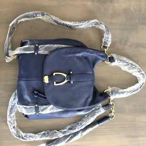 G.I.L.I. Leather Convertible Backpack, Navy, NWT